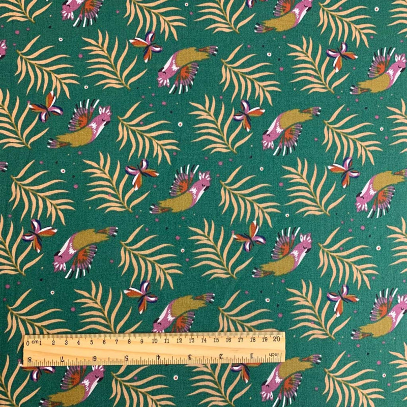 Printed Cotton CACATOES Fir / Tawny Multicolored